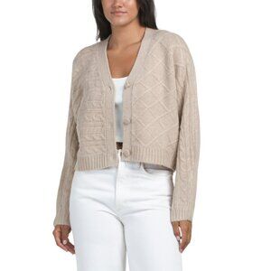 LUSH Taupe Textured Cardigan